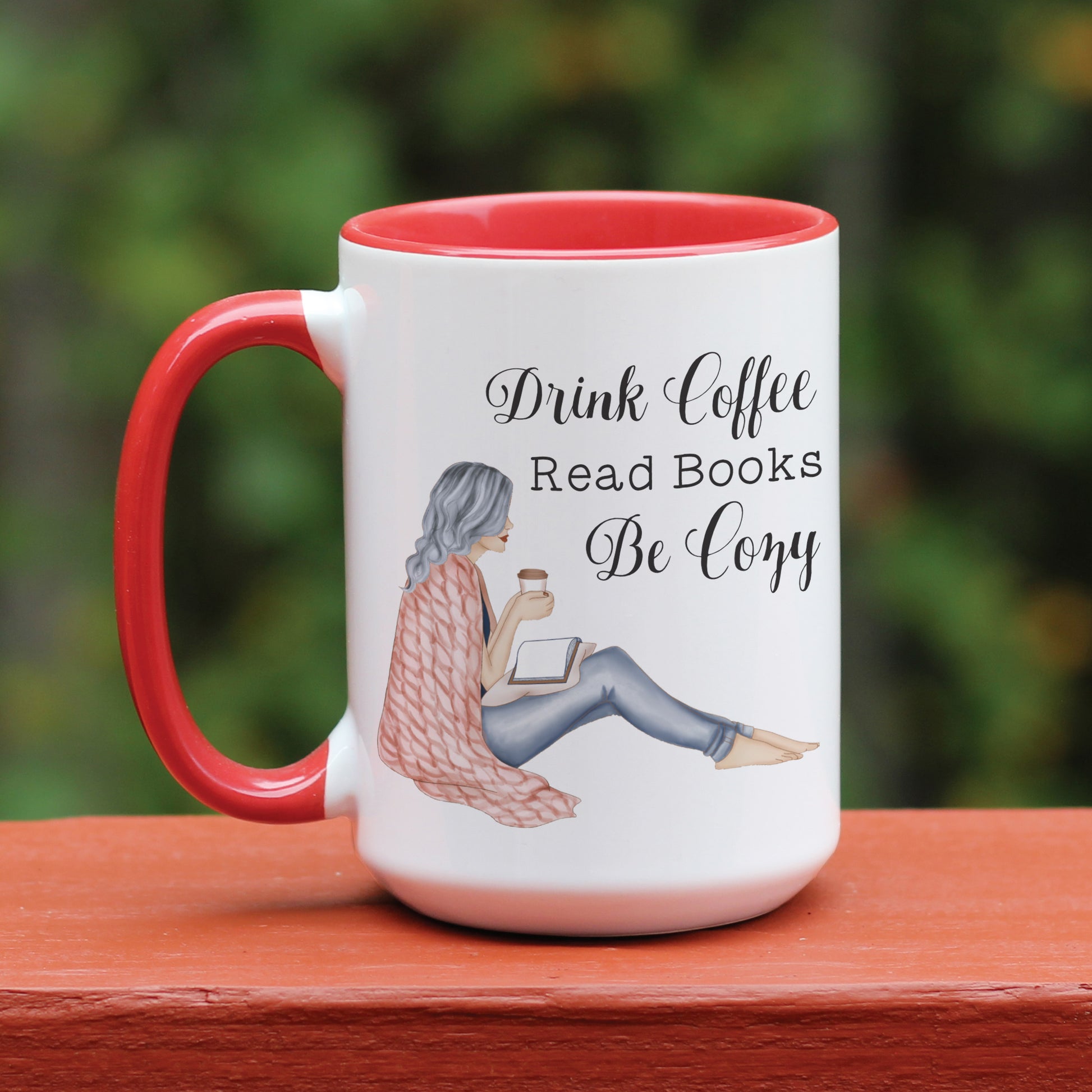 Drink Coffee Read Books Be Cozy Red Coffee mug