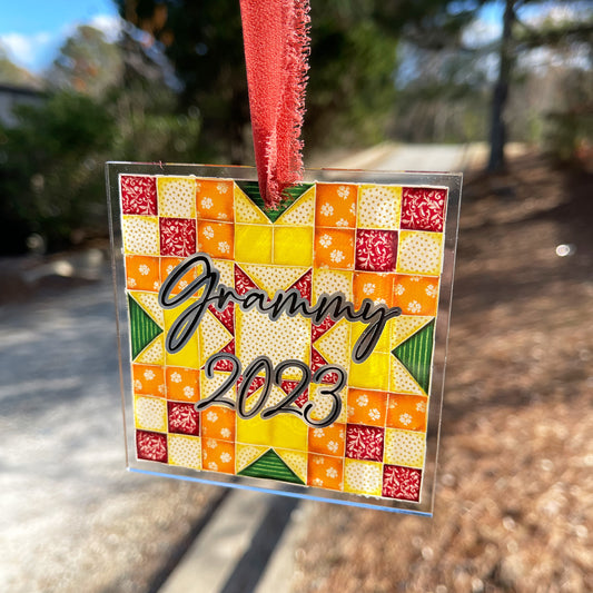 Personalized Quilt Star Block Ornament