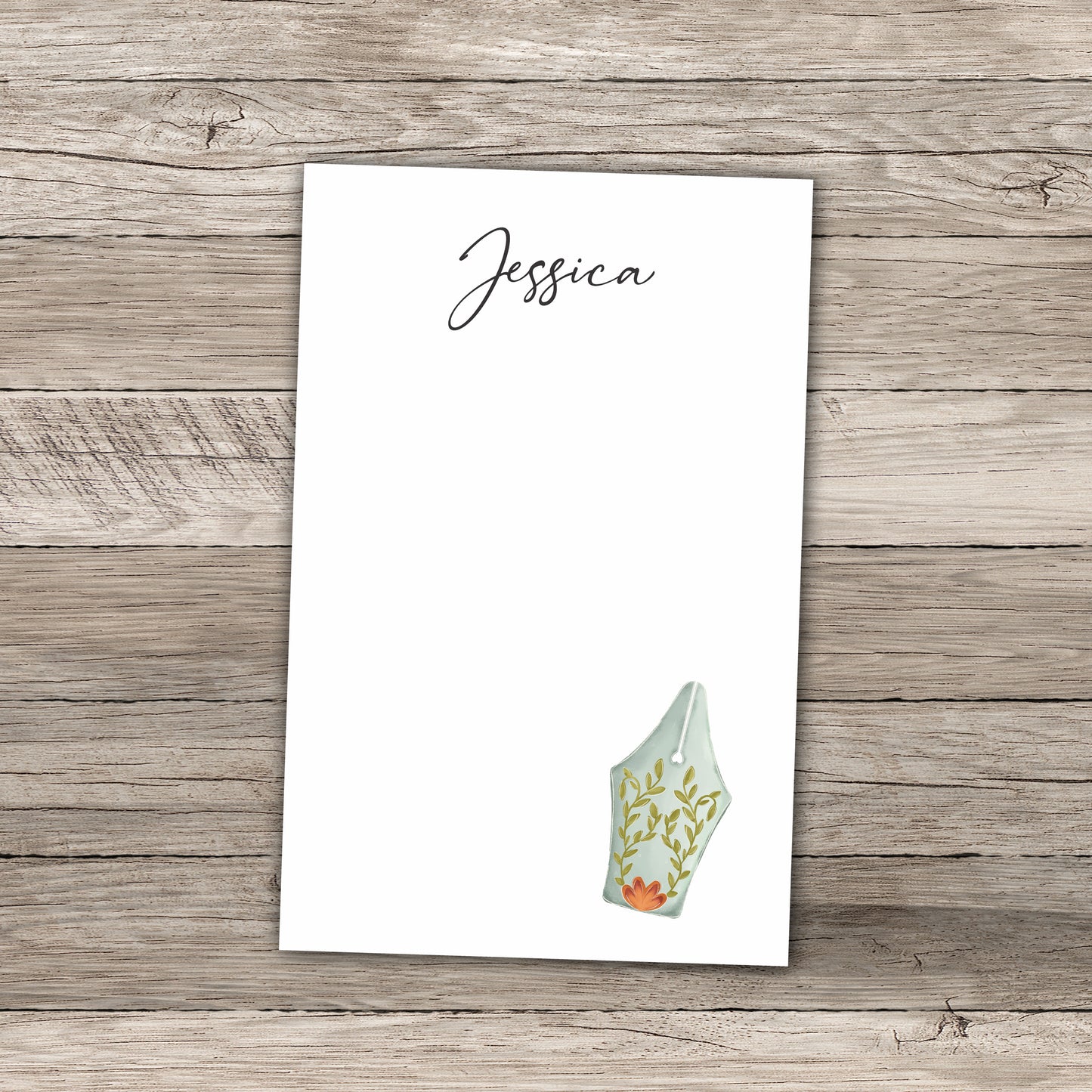 Floral Garden Fountain Pen Nib Notepad - Personalized - 5.5" x 8.5"