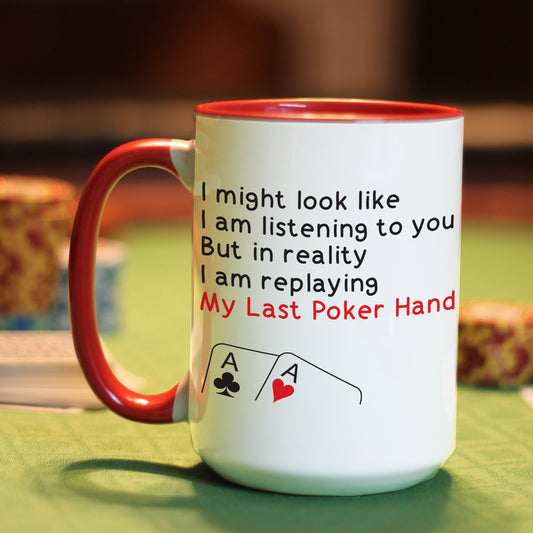 Poker mug on red accent mug