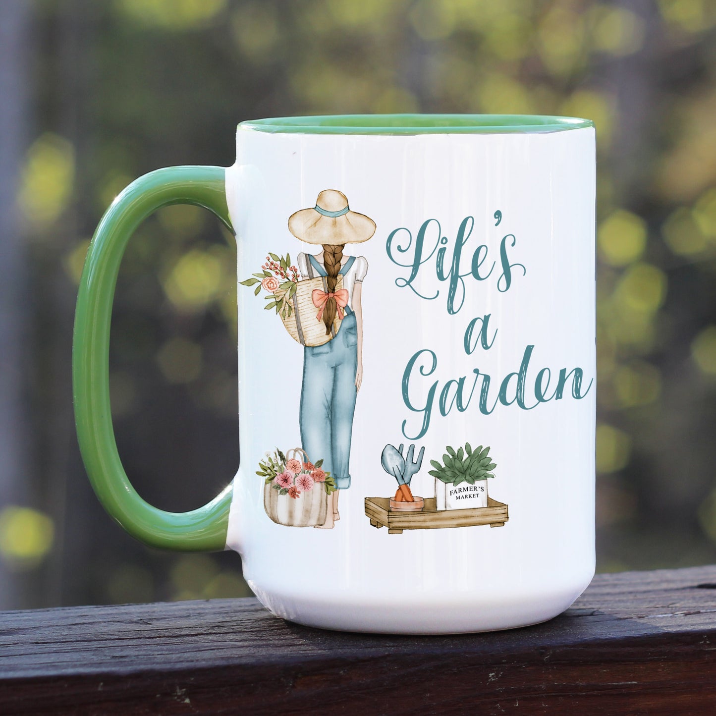 Life's a garden custom personalized coffee mug gift for gardeners