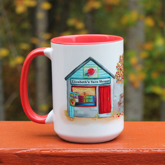 Personalized Yarn Shoppe Mug Fall Red Mug