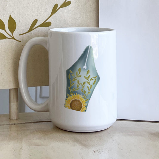 Sunflower Fountain Pen Illustration Custom Coffee Mug For Writers, Planners