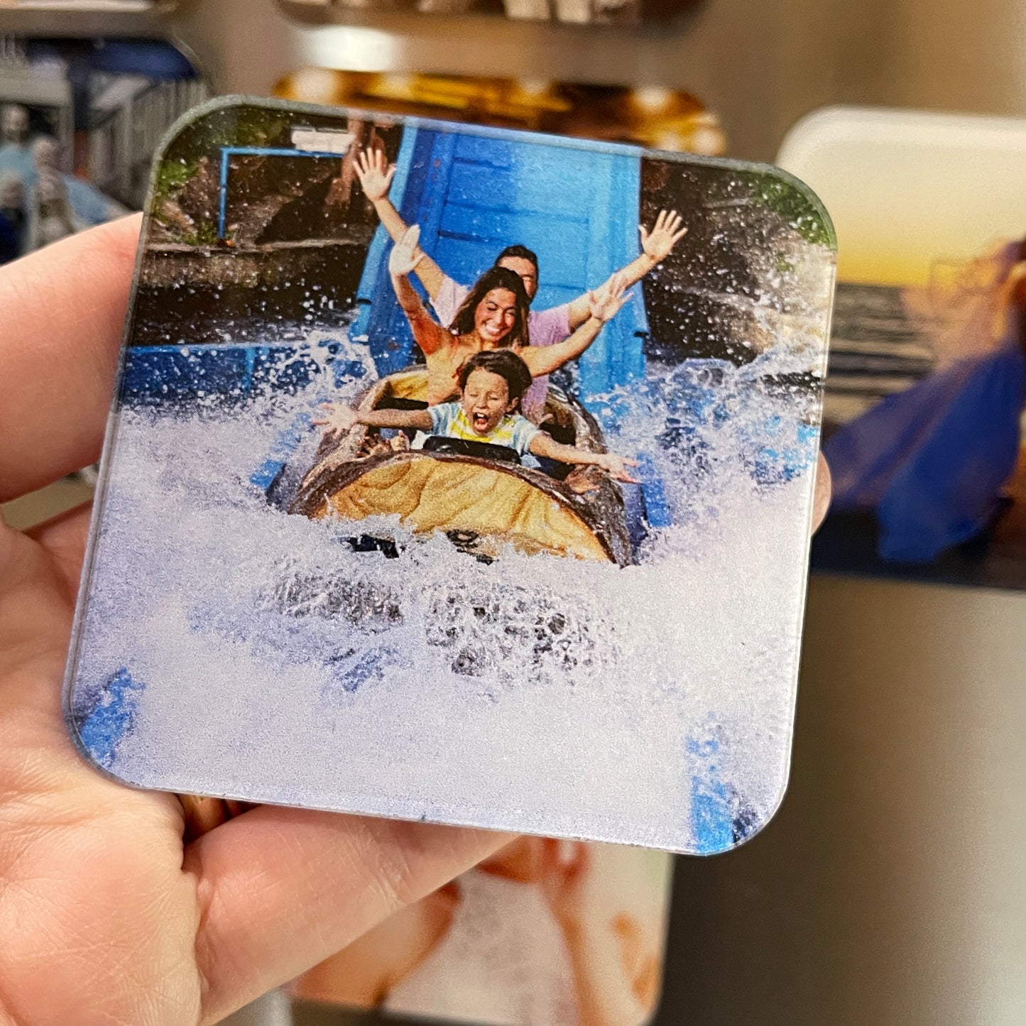 Photo Magnet, 3" Square, Set of 4 Custom Photos Printed on Acrylic