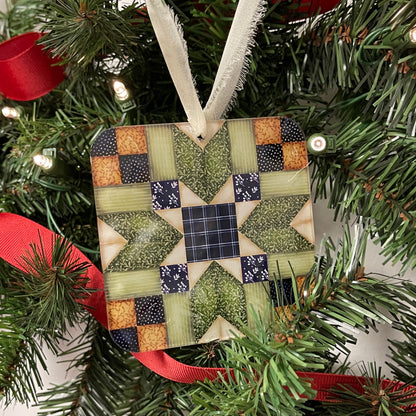 Personalized Quilt Star Block Ornament
