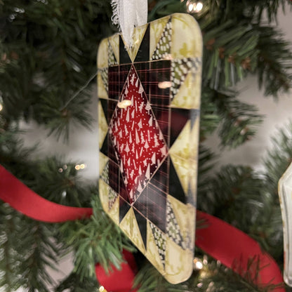 Personalized Star Quilt Block Christmas Ornament, Rustic Farmhouse Decor, Gift For Quilter
