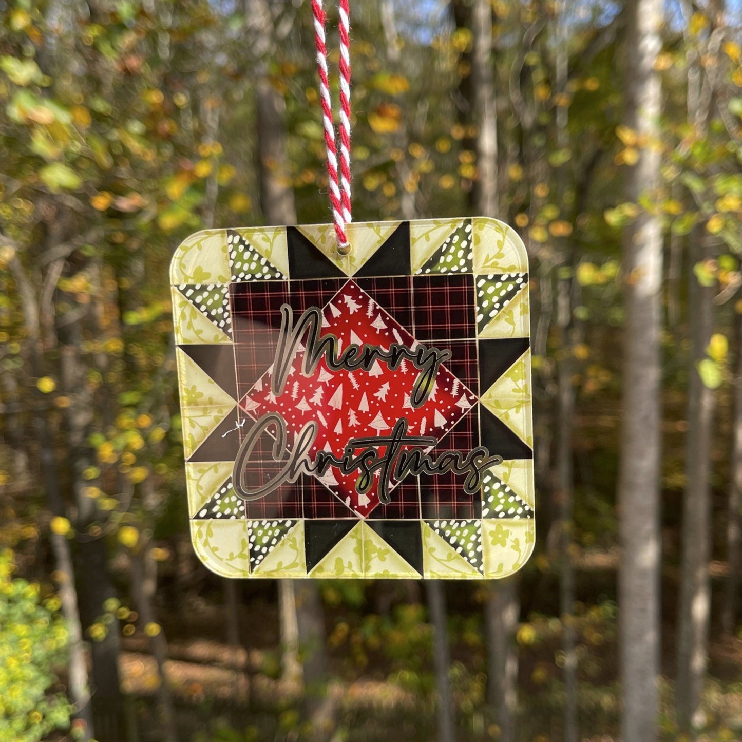 Personalized Star Quilt Block Christmas Ornament, Rustic Farmhouse Decor, Gift For Quilter