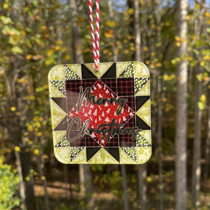 Personalized Star Quilt Block Christmas Ornament, Rustic Farmhouse Decor, Gift For Quilter