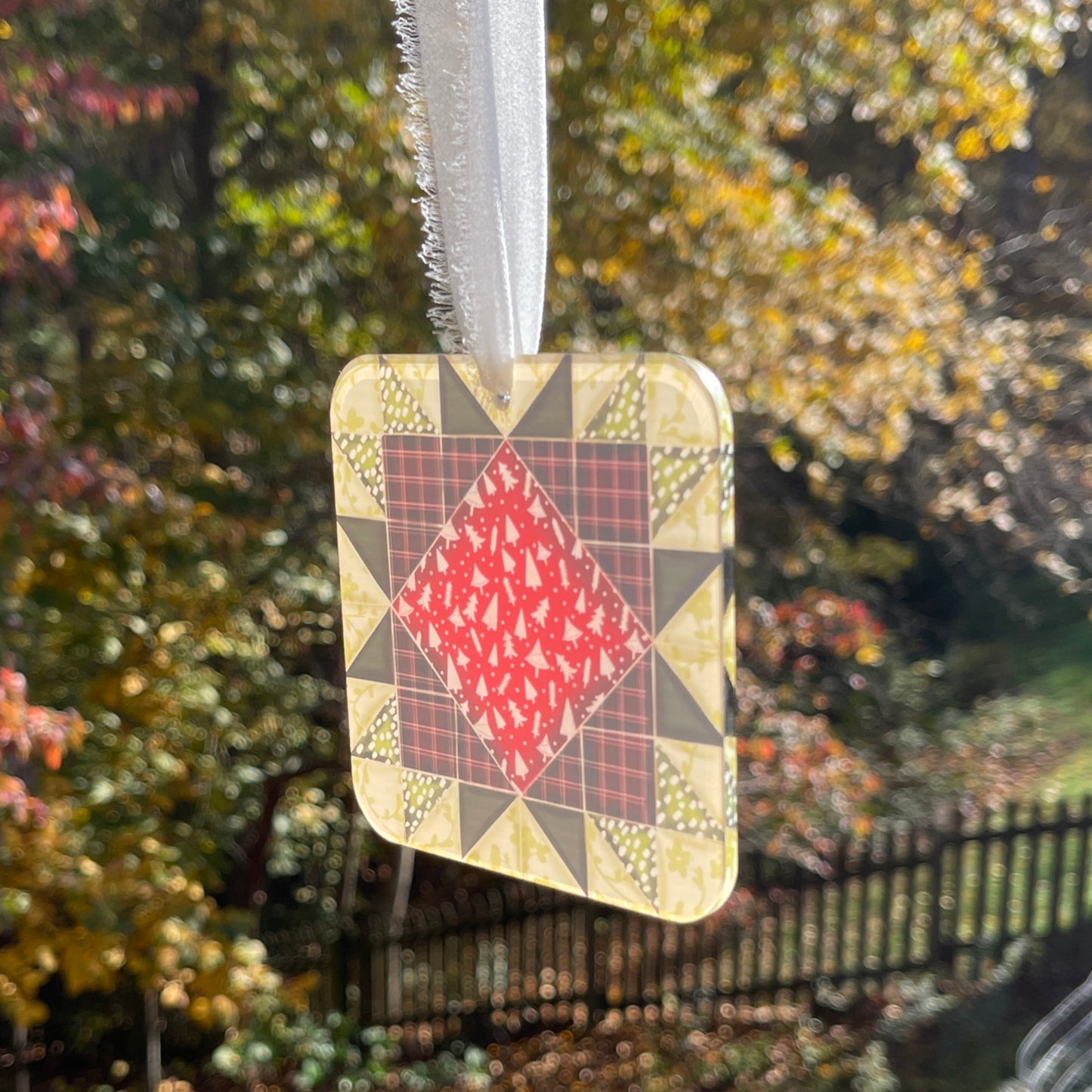 Personalized Star Quilt Block Christmas Ornament, Rustic Farmhouse Decor, Gift For Quilter