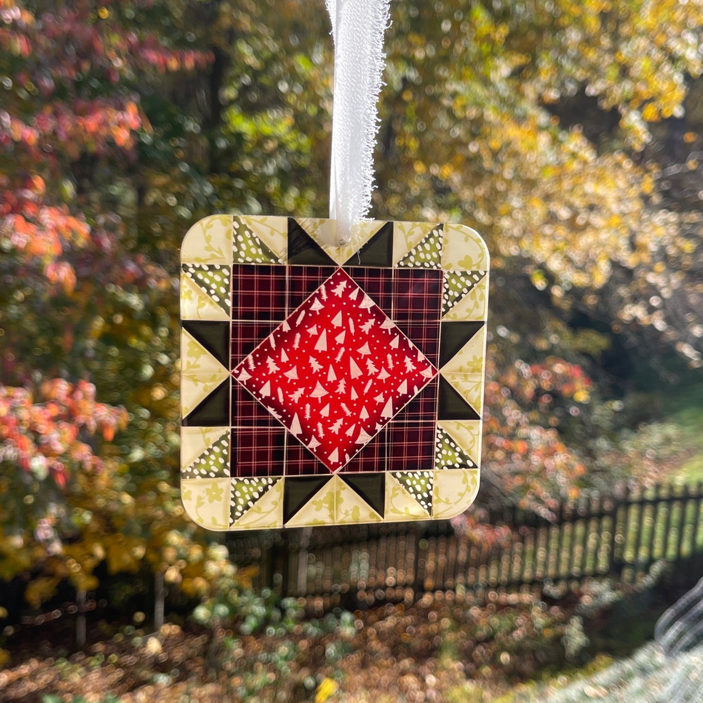 Personalized Star Quilt Block Christmas Ornament, Rustic Farmhouse Decor, Gift For Quilter