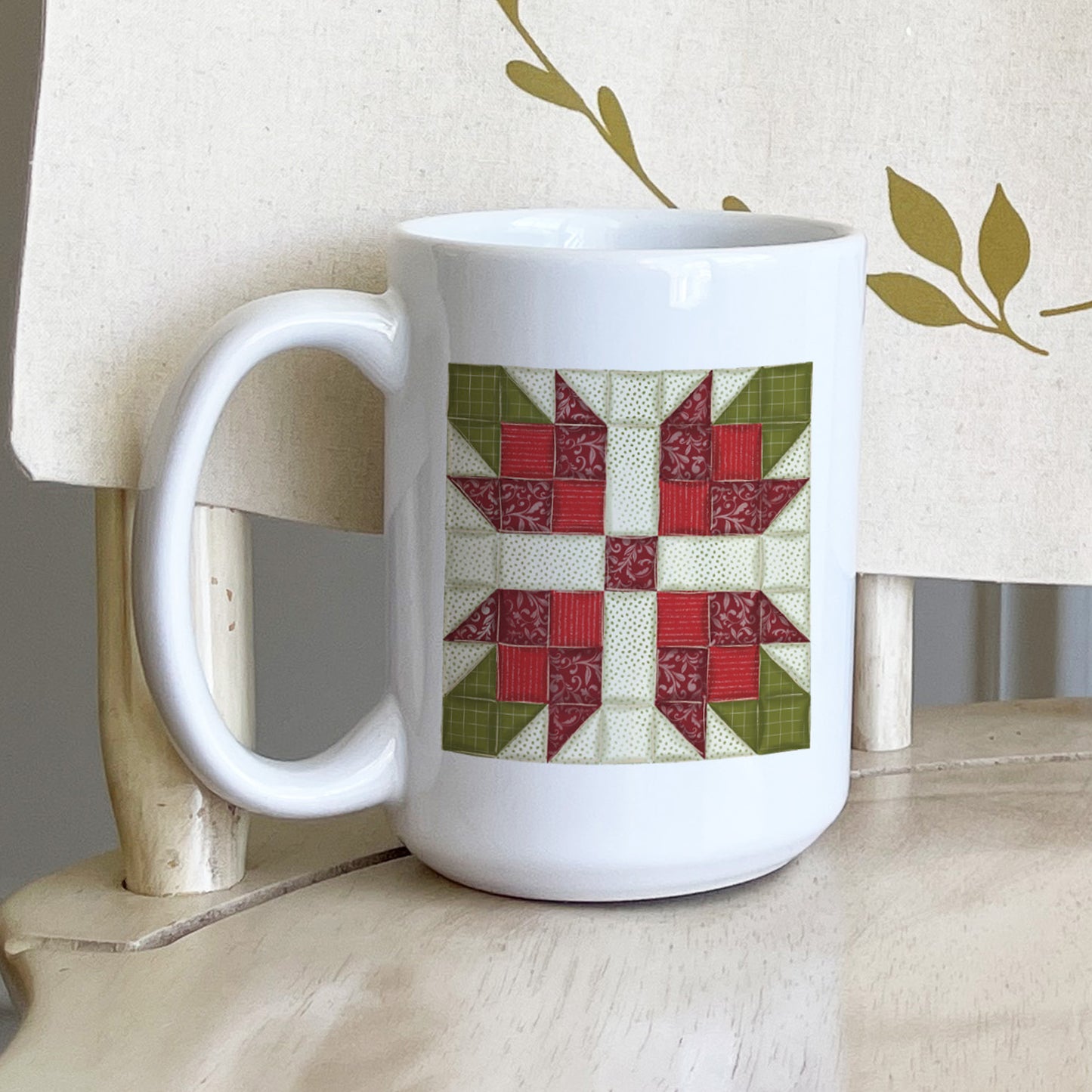 Christmas Star Quilt Block Pattern Custom Coffee Mug