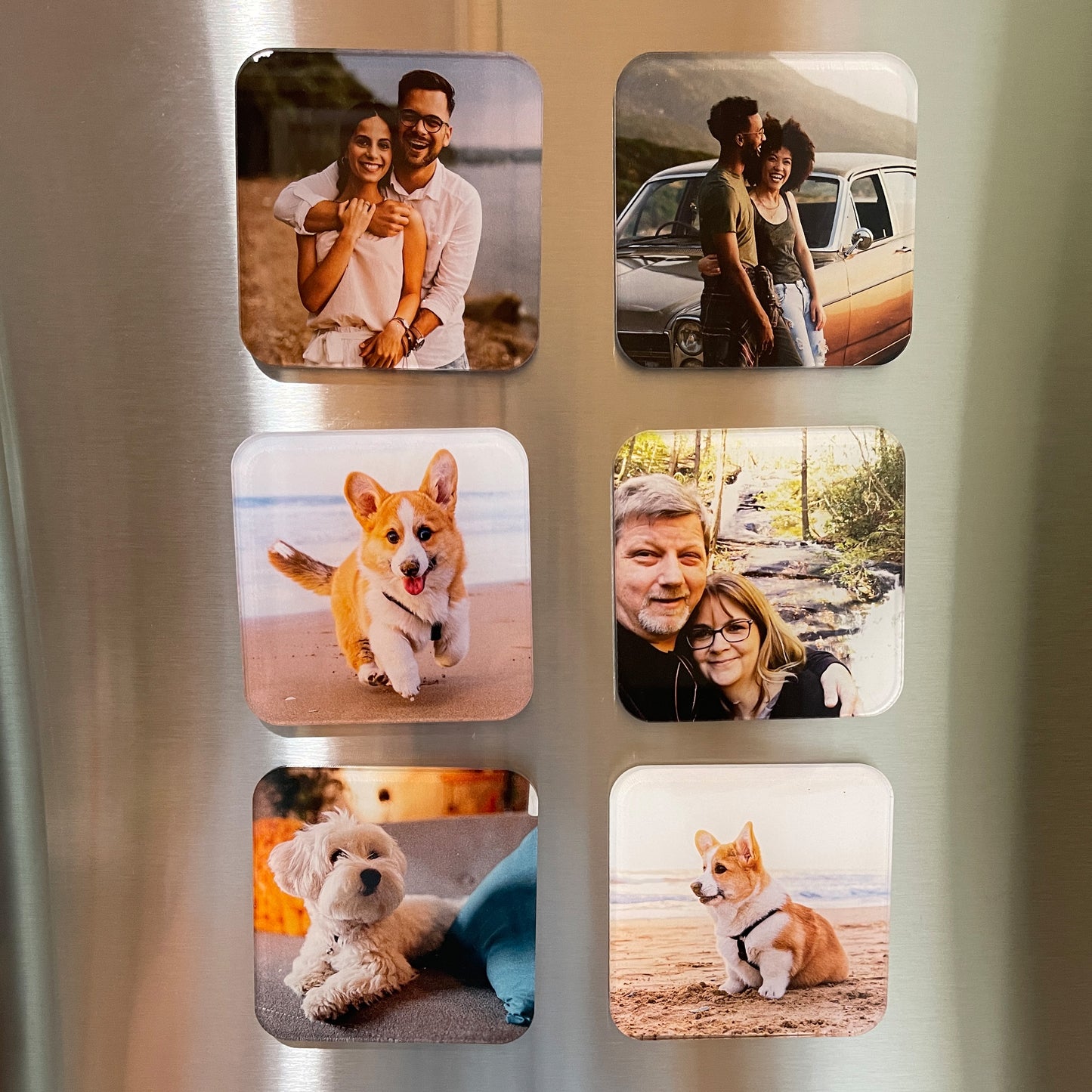 Photo Magnet, 3" Square, Set of 9 Custom Photos Printed on Acrylic