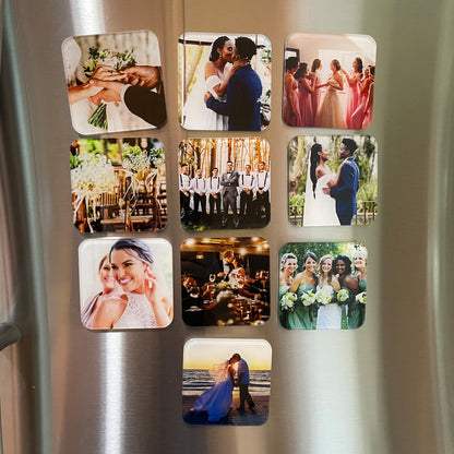 Photo Magnet, 3" Square, Set of 4 Custom Photos Printed on Acrylic