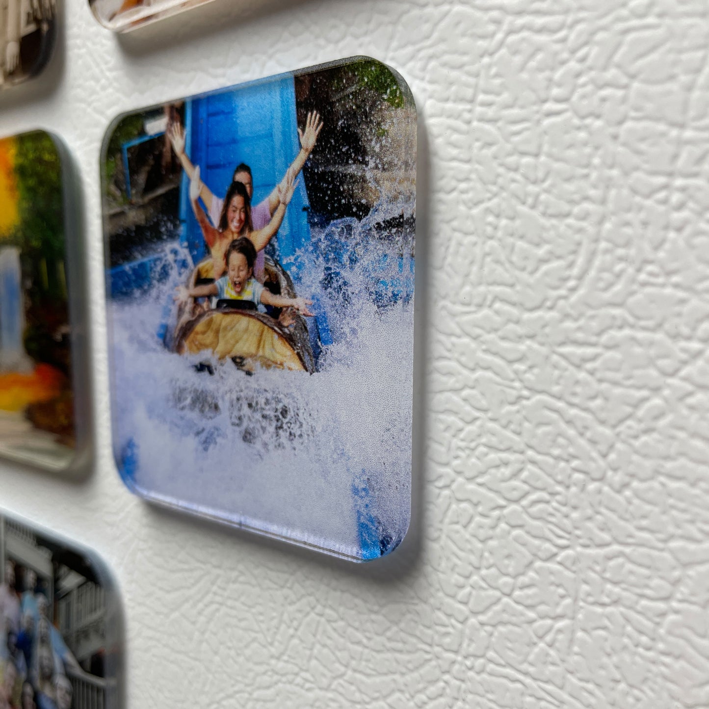 Photo Magnet, 3" Square, Set of 4 Custom Photos Printed on Acrylic