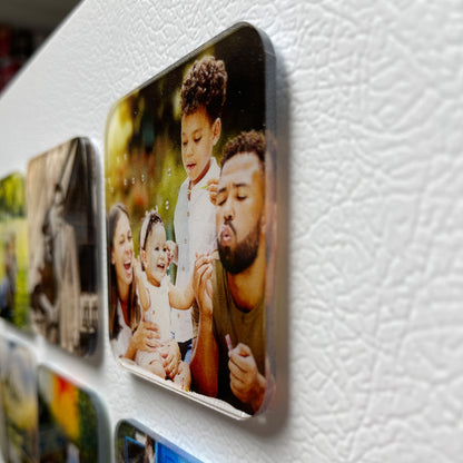 Photo Magnet, 3" Square, Set of 9 Custom Photos Printed on Acrylic